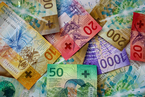 Colourful Swiss franc currency notes