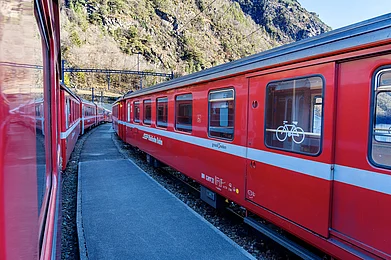 nininika/Shutterstock : The Bernina Express is a panoramic train that crosses the Alps from Chur to Tirano