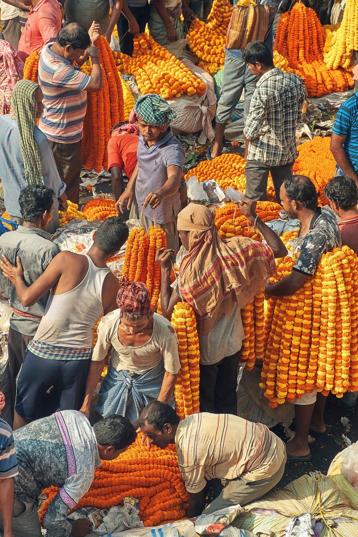 A view of the Mullick Ghat Flower Market
