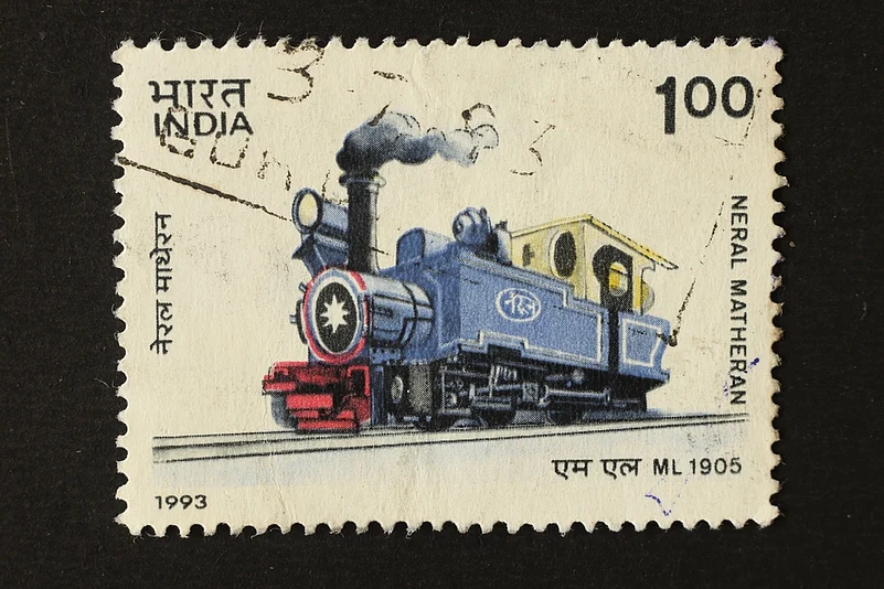 A commemorative postage stamp depicting the Neral-Matheran toy train