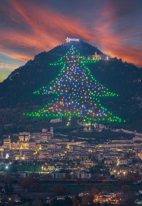 A view of the 'world's largest Christmas tree' in Gubbio