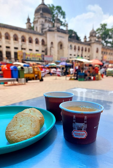 Osmania biscuts with Irani chai at the cafe