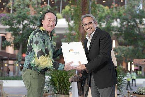 Patrick Blanc (left), a globally recognised botanist, designed the "Tiger Wings" vertical garden