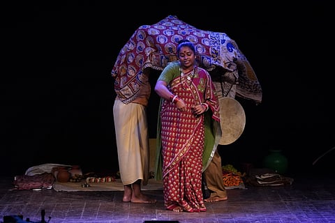 A Dklakatha Devikavya performance at the “Literature Live! The Mumbai LitFest” in 2023