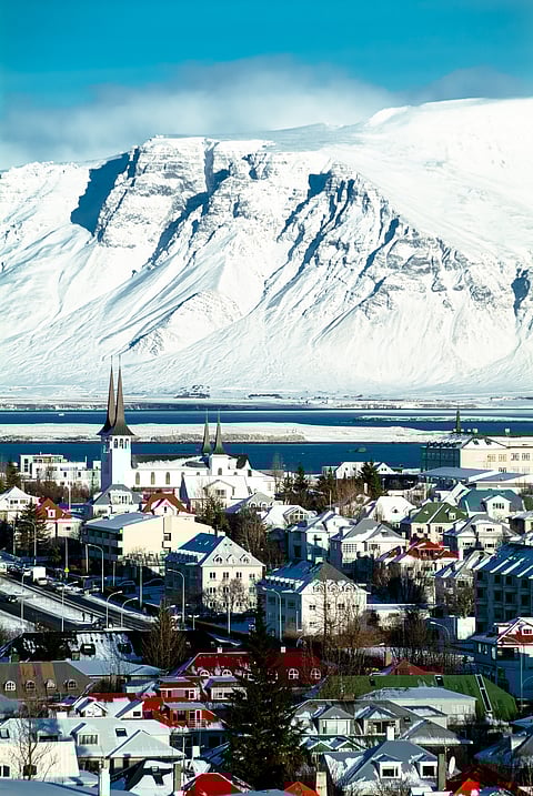 Reykjavik, capital city of Iceland, in winter