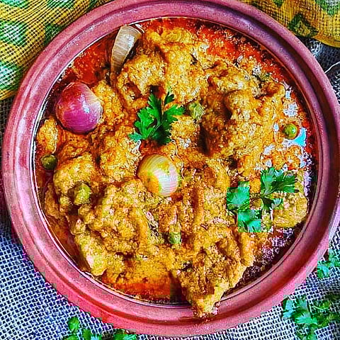 Chakki ki sabzi is a popular vegetarian curry made with whole wheat flour, spices and mustard oil