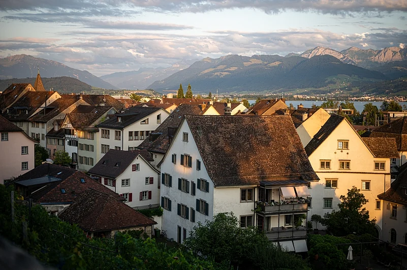 View from the Rapperswil castle of the old city