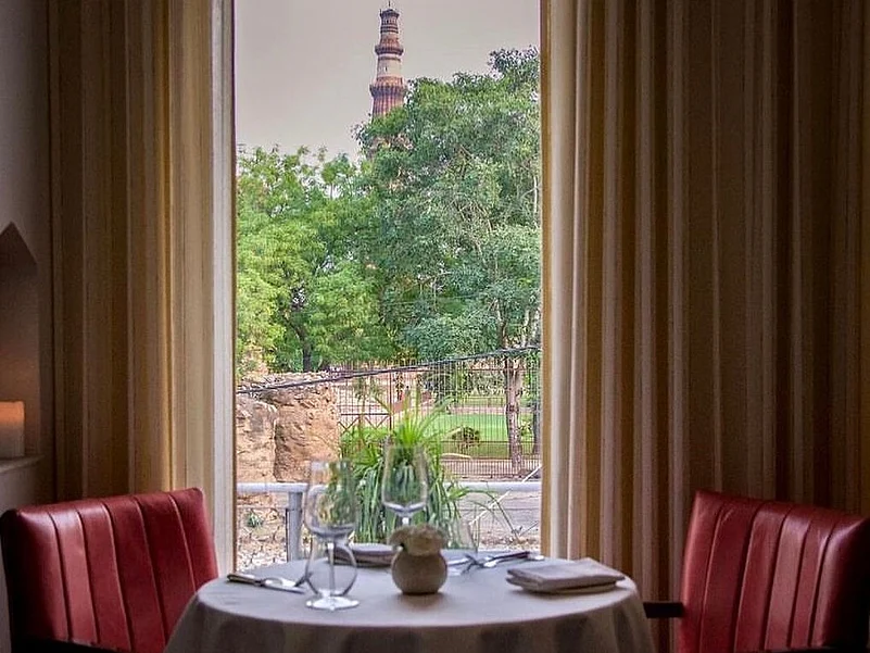 The Rooh restaurant and cocktail bar provides a cosmopolitan experience within a lush green crescent near the Qutub Minar
