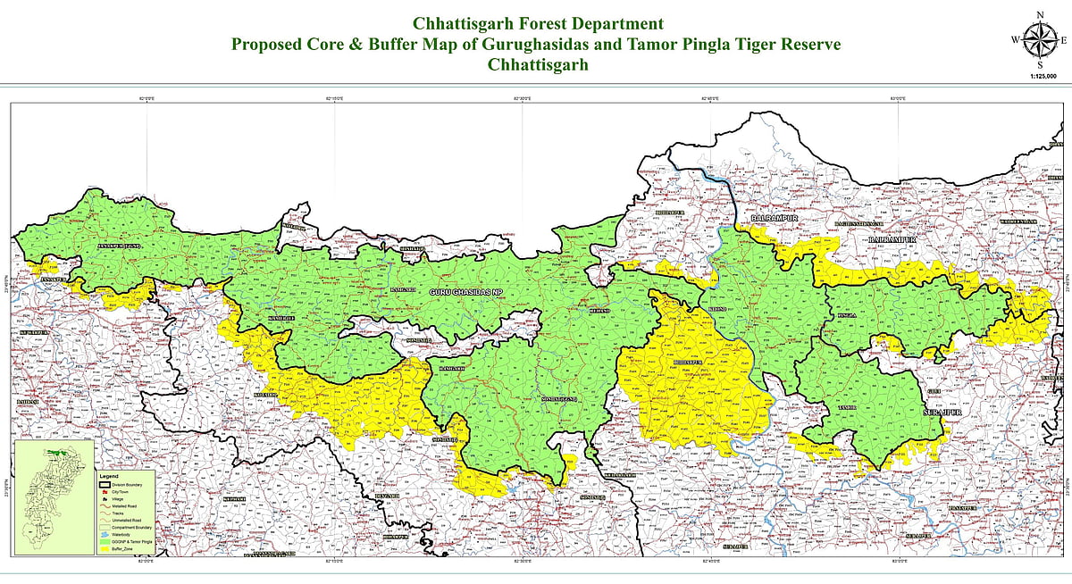 Guru Ghasidas-Tamor Pingla Tiger Reserve is spread over 2,829 sq km