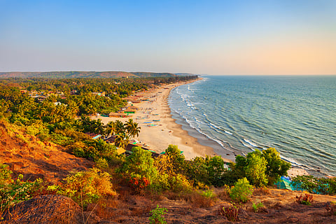 An aerial view of Arambol beach 
