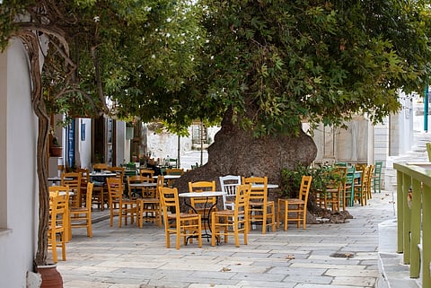 A cafe at Pyrgos village