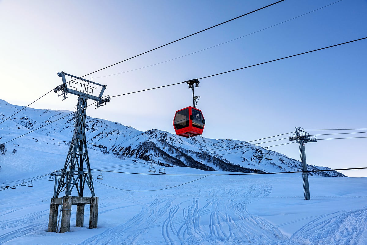 Gulmargs terrain allows people to do long skiing or snowboarding runs while using gondolas