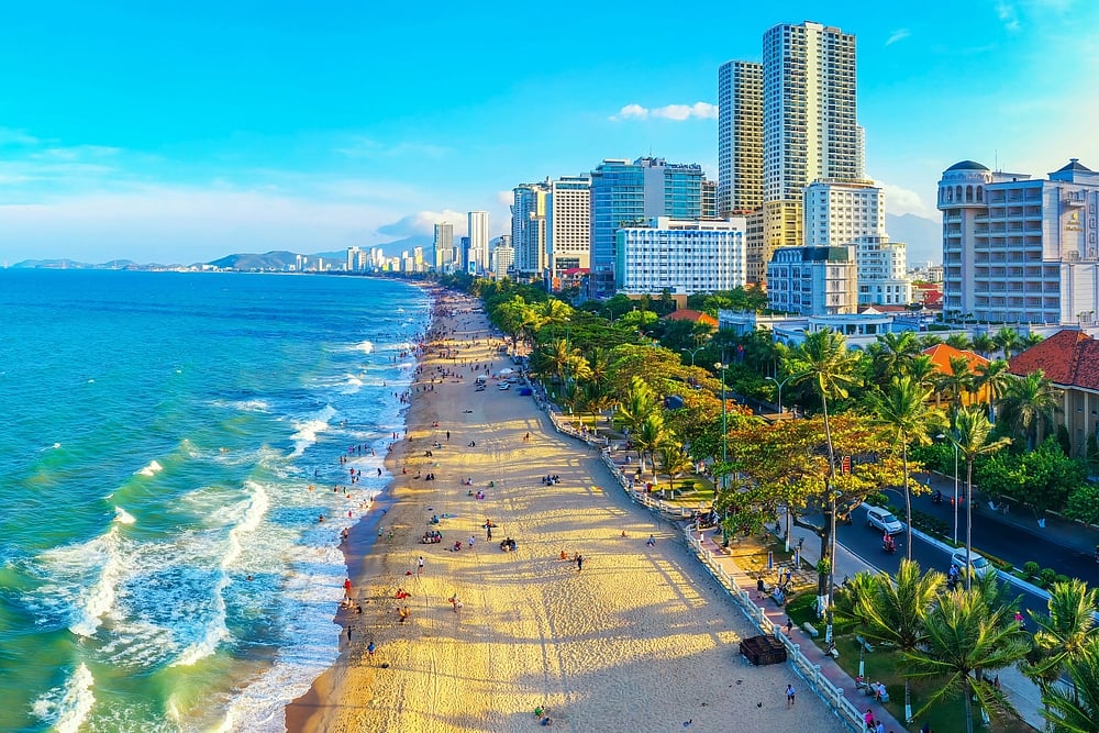 The square on coast of Nha Trang seen from above