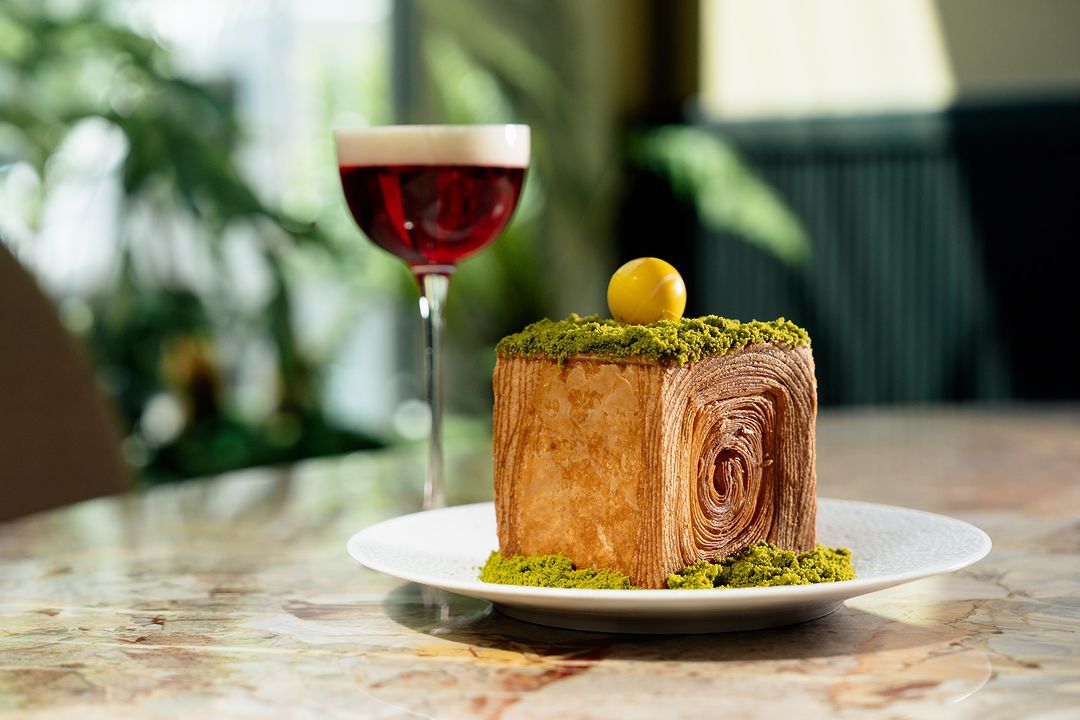 A special Wimbledon-themed cube croissant from the Le Deli Robuchon Piccadilly 