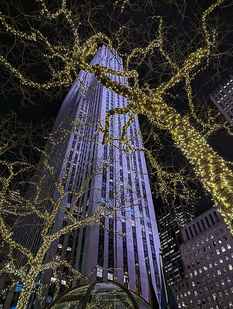 A view of the Rockefeller Centre, New York City during Christmas