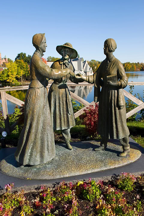 Statue of Susan B Anthony Amelia Bloomer and Elizabeth Cady Stanton, Seneca Falls, New York