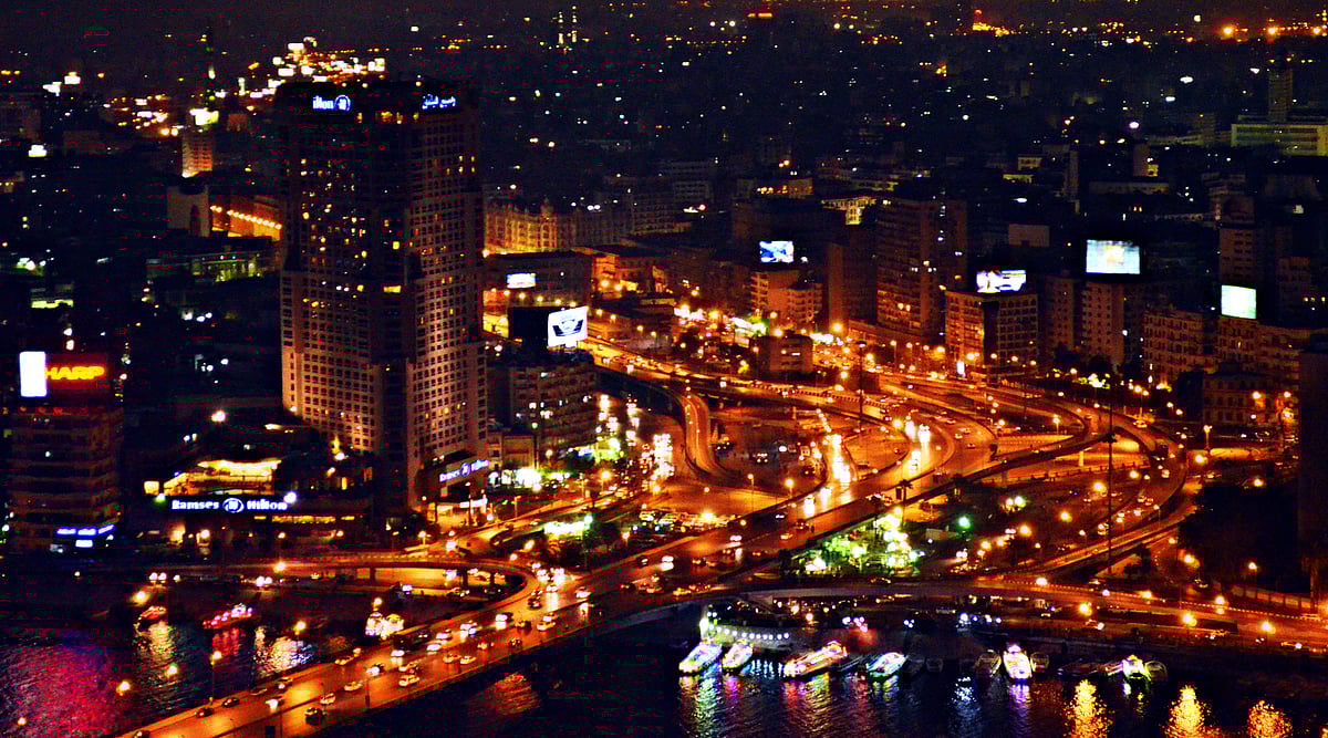 6th October bridge at night in Cairo