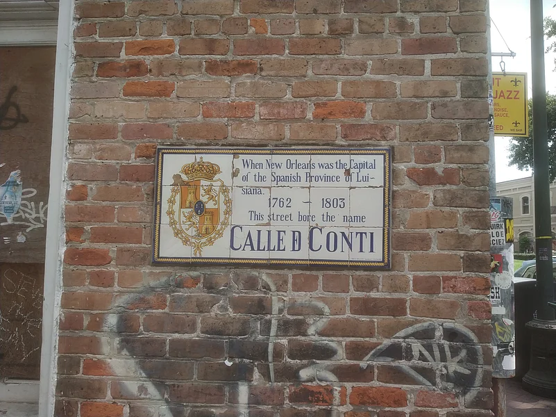 A plaque in the French Quarter of New Orleans