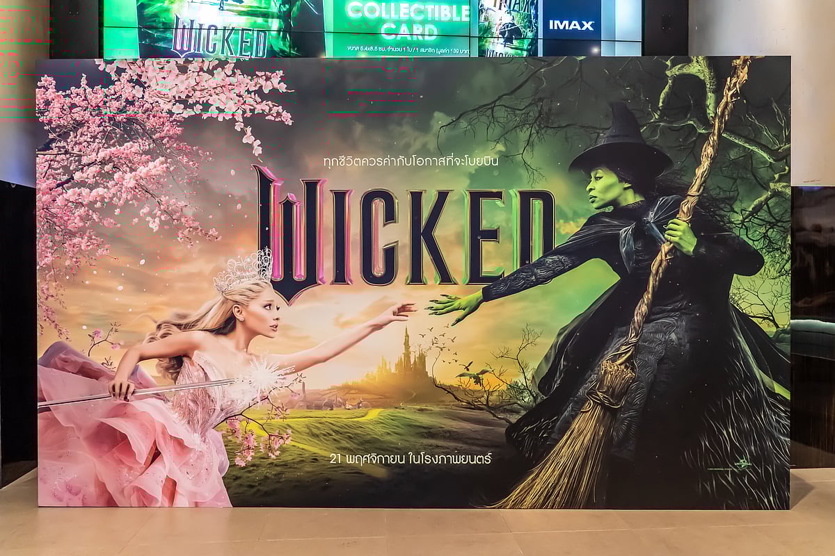 chingyunsong/Shutterstock : A promotional standee for the 2024 movie Wicked in Bangkok, Thailand