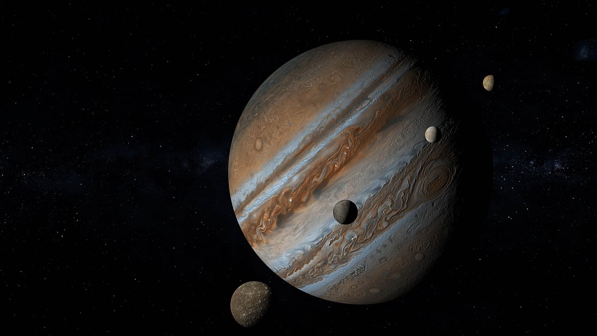 A 3D rendering of Jupiter at opposition