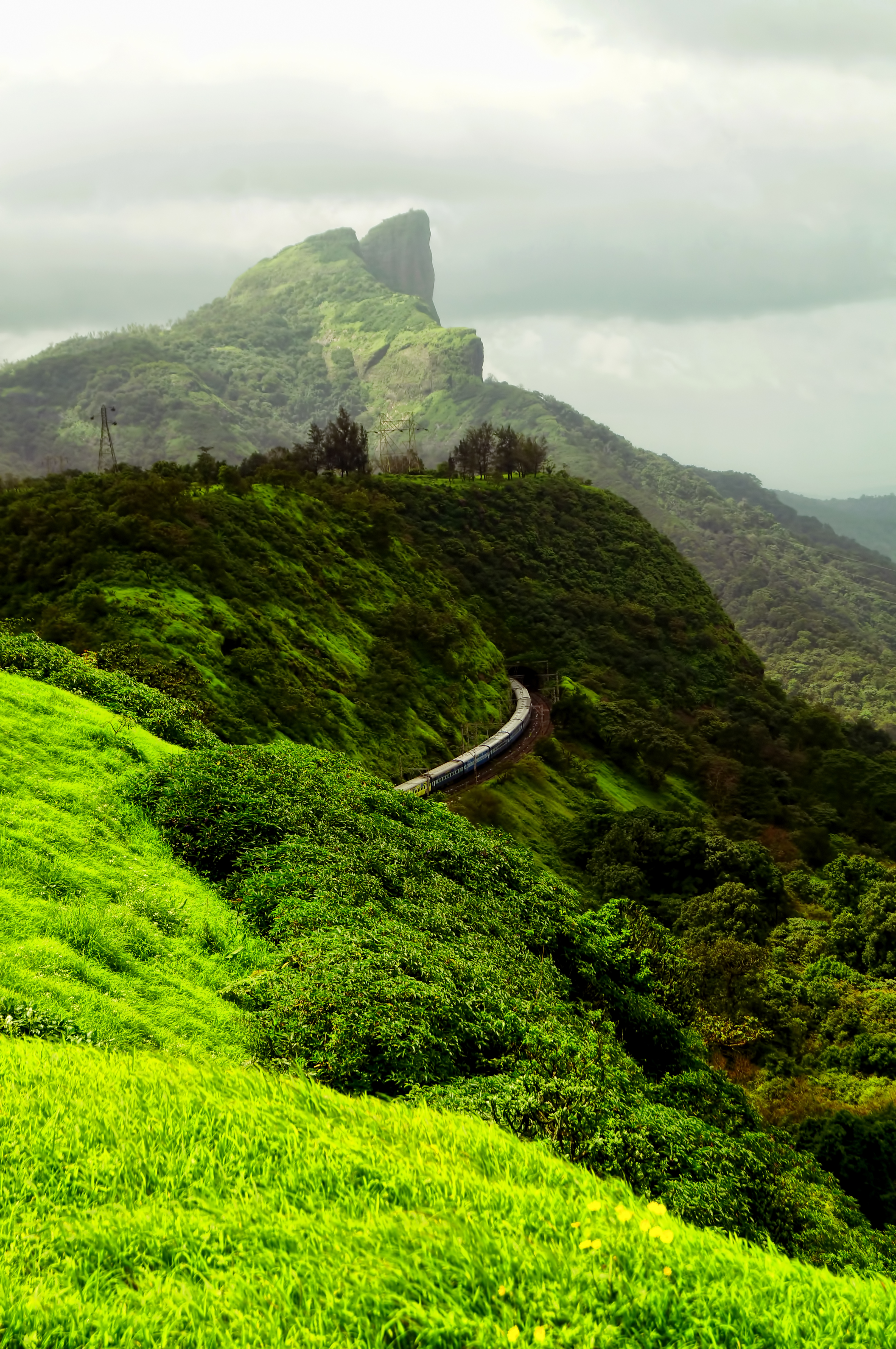 A train passes through the hills of Khandala