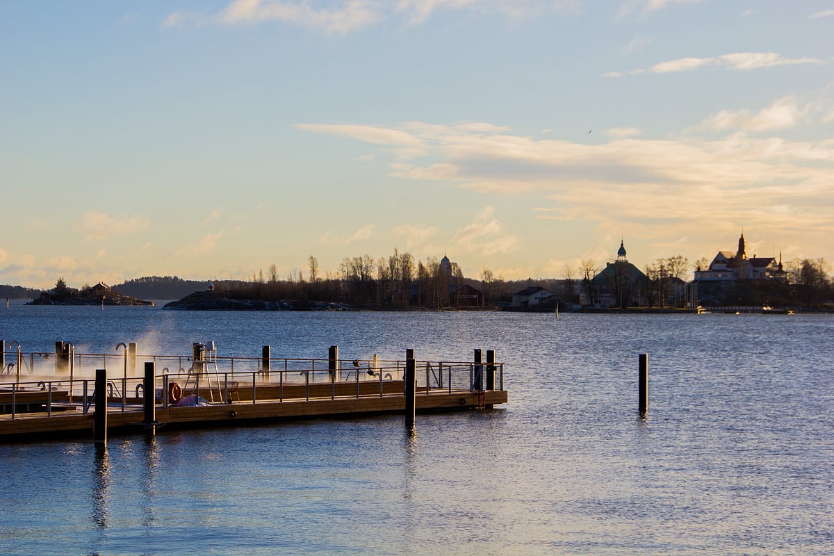 An outdoor sauna in Helsinki harbour