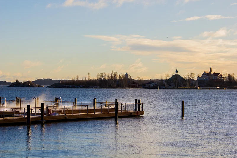 An outdoor sauna in Helsinki harbour