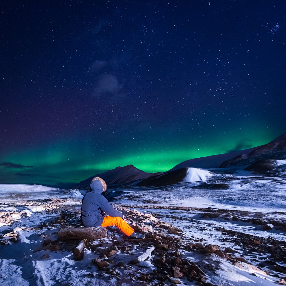 The Northern Lights over Longyearbyen in Svalbard 