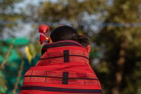 Naga woman wearing a traditional Naga shawl