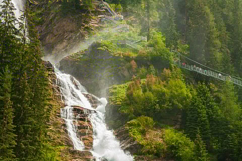 Mist around the Stuibenfall in Tirol, Austria