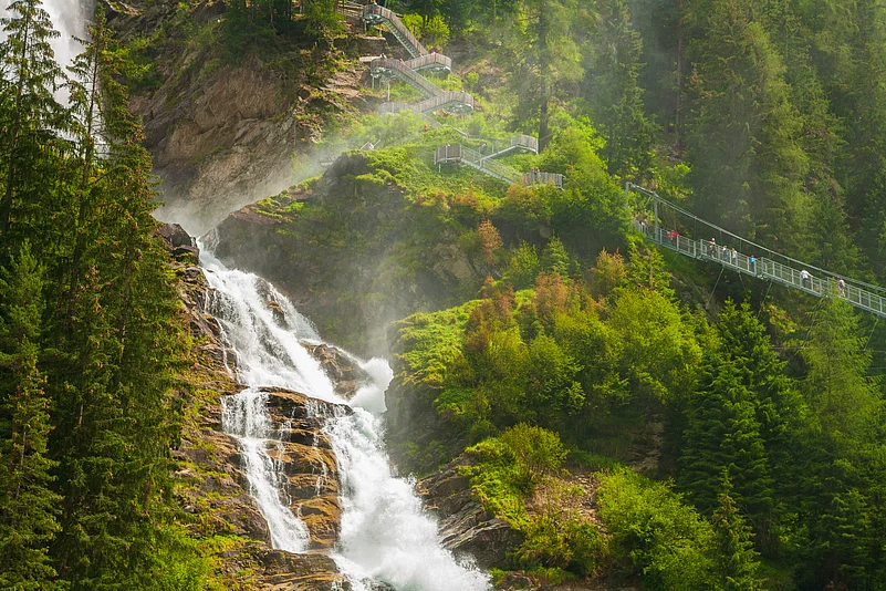 Mist around the Stuibenfall in Tirol, Austria