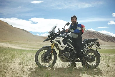 Amit Sadh : Sadh did a 5288-kilometre solo expedition on his trusted Triumph Tiger 1200cc motorcycle to Leh