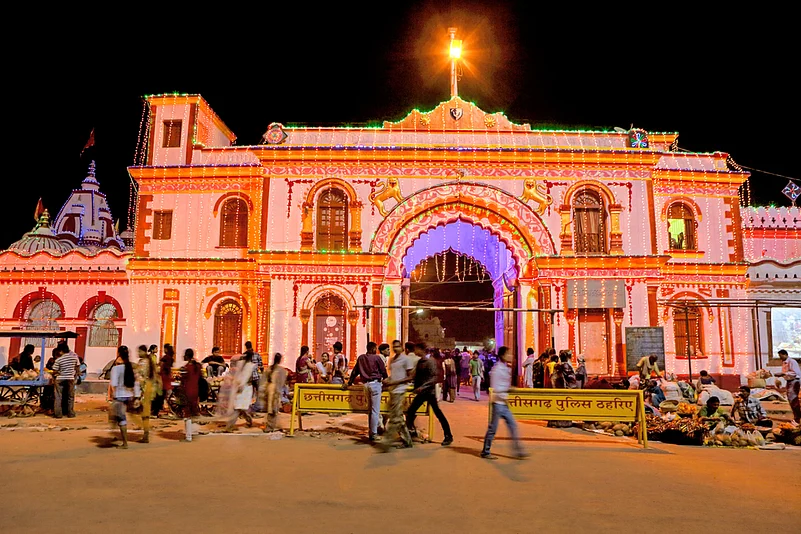 People queue up to enter Danteshwari temple
