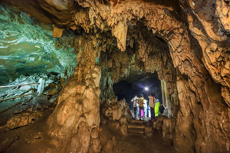 Kotumsar Caves known for stalactite and stalagmite rock formations