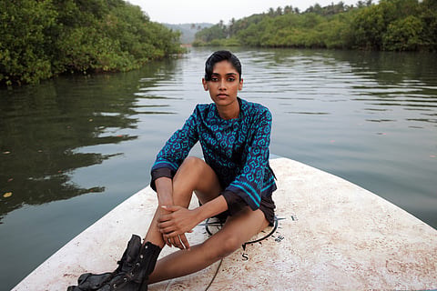 A Sambalpuri cobalt jacket by Boito