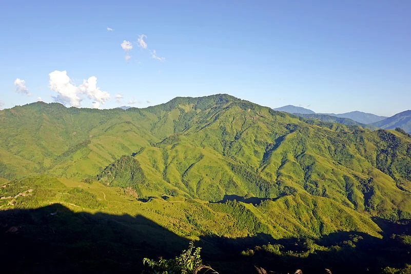 The lush hills of Mon district