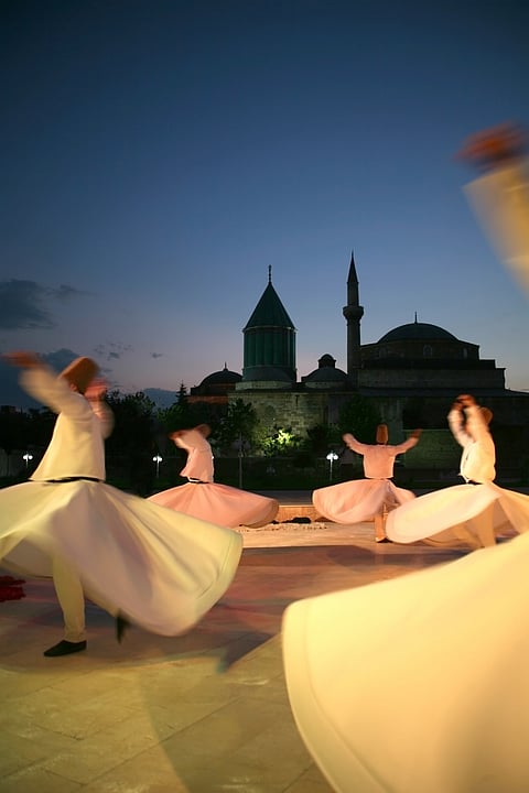 A shot of the whirling dervishes