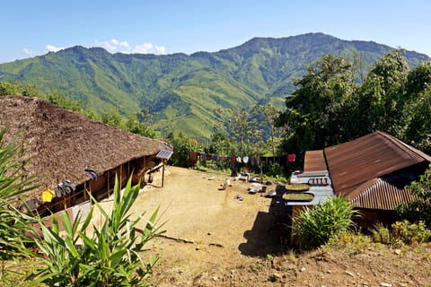 Wooden longhouse in Longwa village