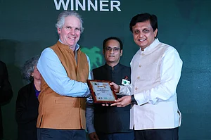 Kerala Tourism Minister Mohammed Riyas, accepting the prestigious TOFT Tigers Sanctuary Asia Award