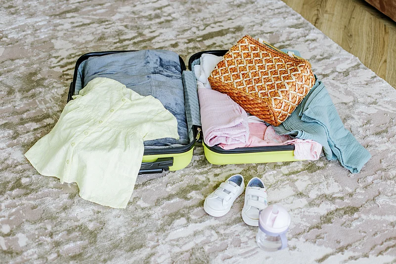 Regarding packing, bring important items like diapers, tissue boxes, bottles, comfort pillows, blankets, bedding, toys, pacifiers and burp cloths on the trip