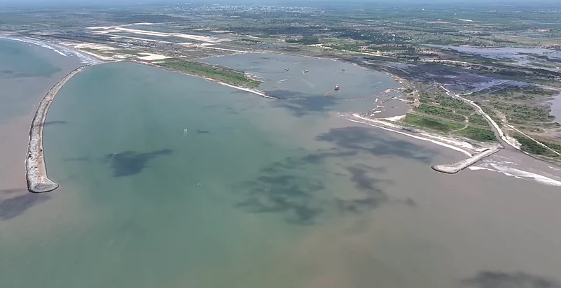 Aerial view of the port at Machilipatnam
