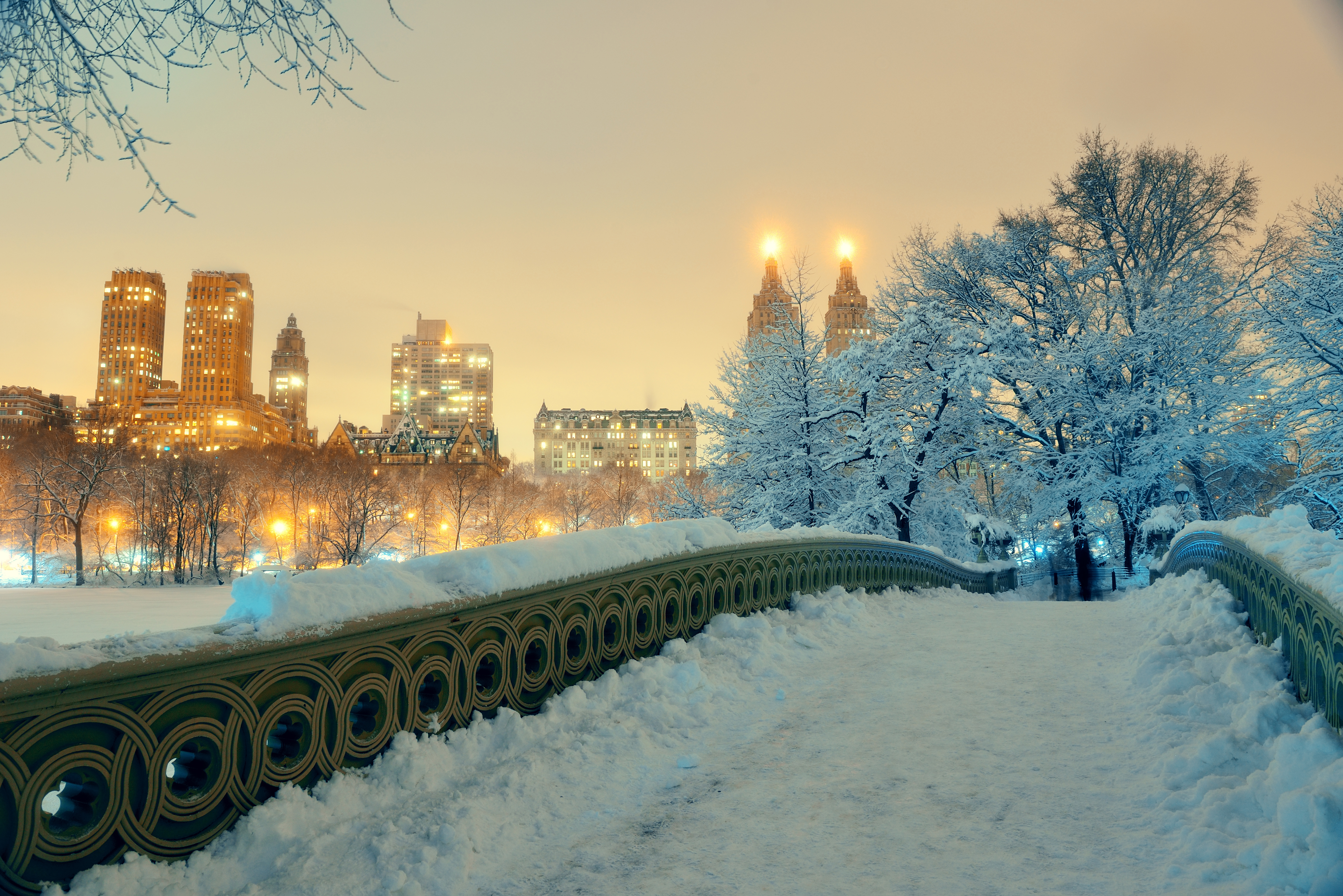 Take a stroll through the frosted over Central Park
