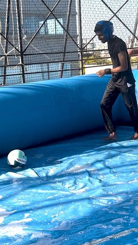 Soap football involves a lot of slipping and sliding