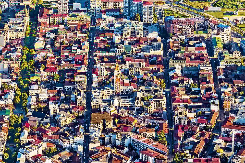 An aerial view of Batumi Old Town