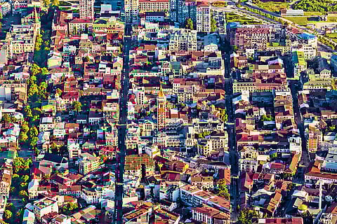 An aerial view of Batumi Old Town