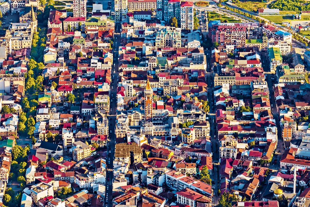 An aerial view of Batumi Old Town