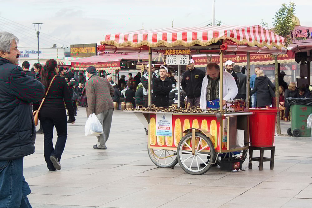 The irresistible aroma of roasting chestnuts will pull you in
