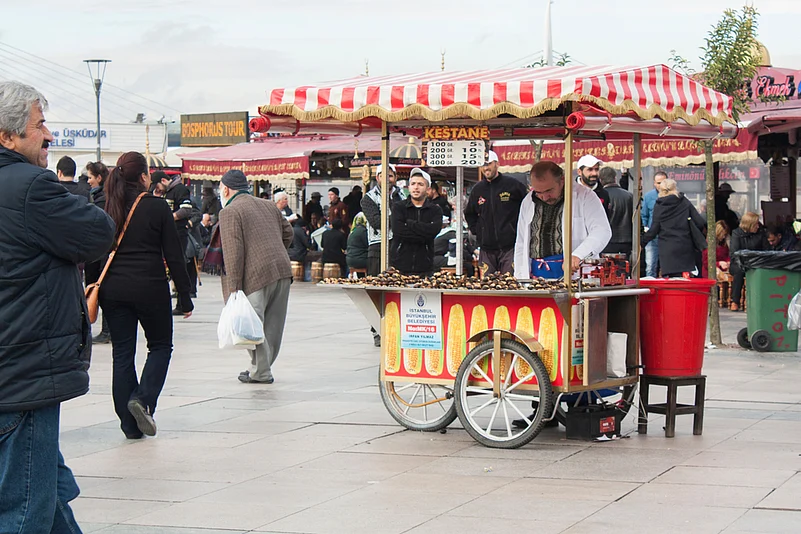 The irresistible aroma of roasting chestnuts will pull you in