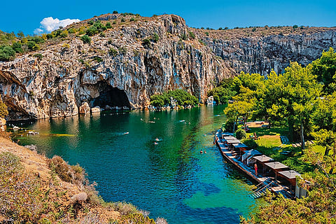 The mineral-rich Lake Vouliagmeni is considered a natural spa