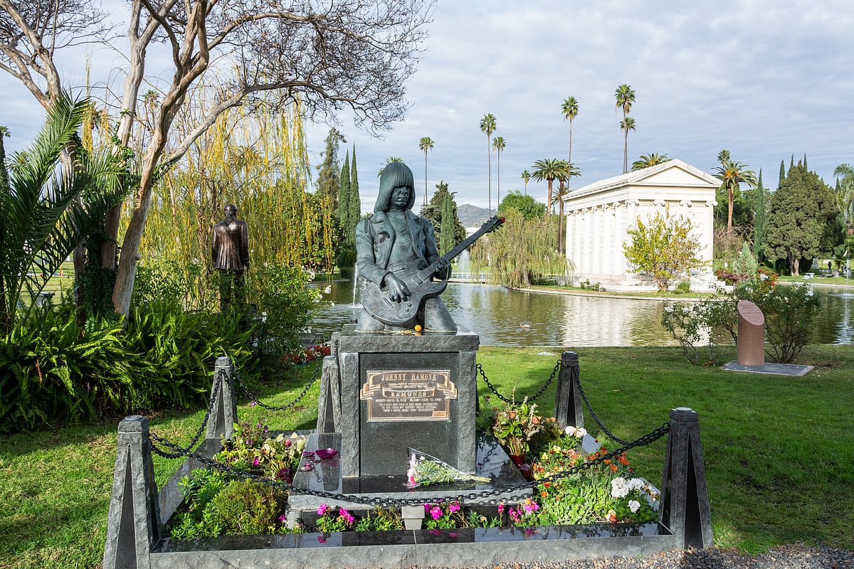 The grave of Johnny Ramone at the Hollywood Forever Cemetery